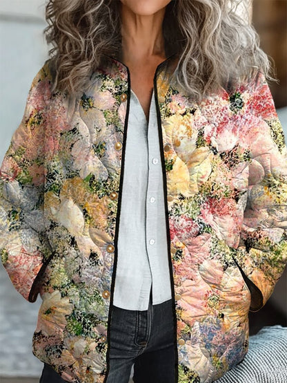 Veste rembourrée en coton pour femmes avec imprimé floral numérique