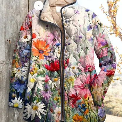 Manteau femme en coton, imprimé numérique avec plis