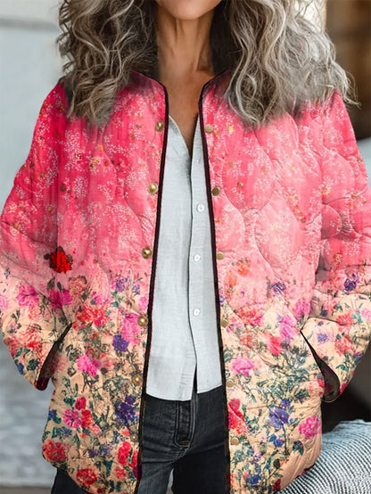 Veste rembourrée en coton pour femmes avec imprimé floral numérique